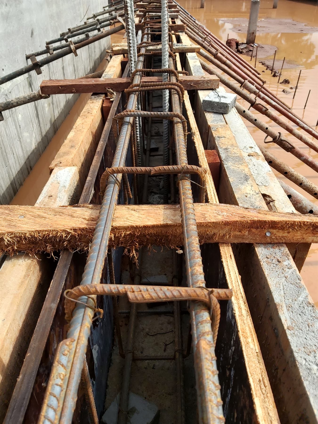 Reinforcement steel arranged for concrete works